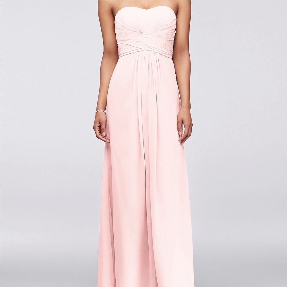 David's Bridal Strapless Pink Wedding Dress